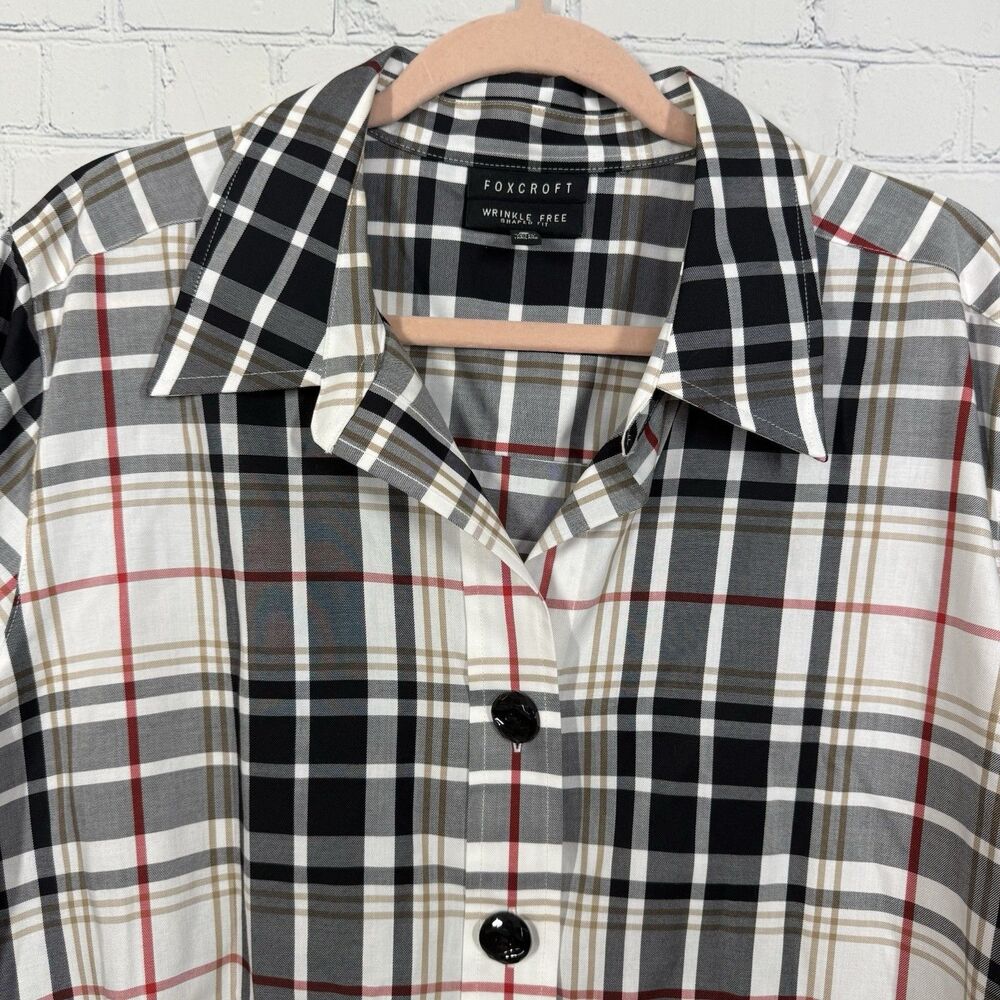 Foxcroft Wrinkle Free Plaid Button Up Blouse Women Plus 18W Long Sleeve Shirt - Picture 4 of 12